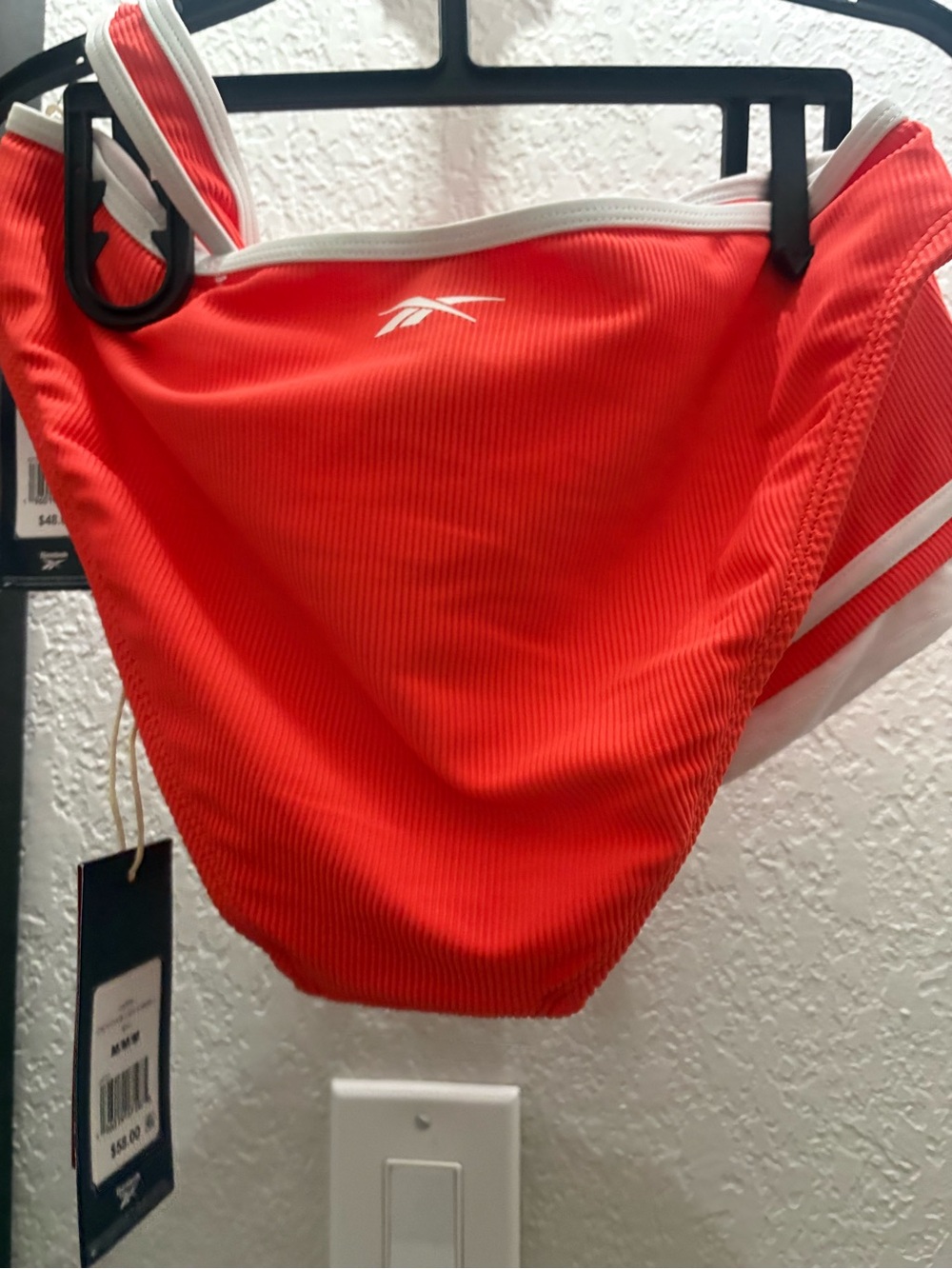 Reebok Women’s Coral Red Bikini Bottoms with White Trim